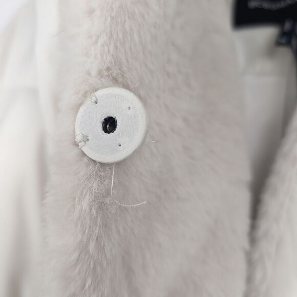 BCBGmaxazria White Puffer Winter Coat Women's Oversized XL Faux Fur Hooded Warm - Picture 10 of 16